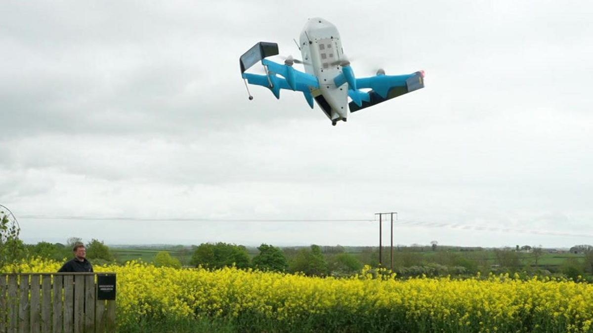 'We had people come just to see it': Amazon delivers its first UK parcels by drone