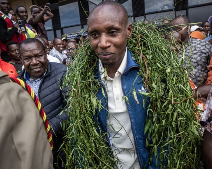 Sabastian Sawe receives hero’s welcome in Kenya after sub-two hour marathon feat